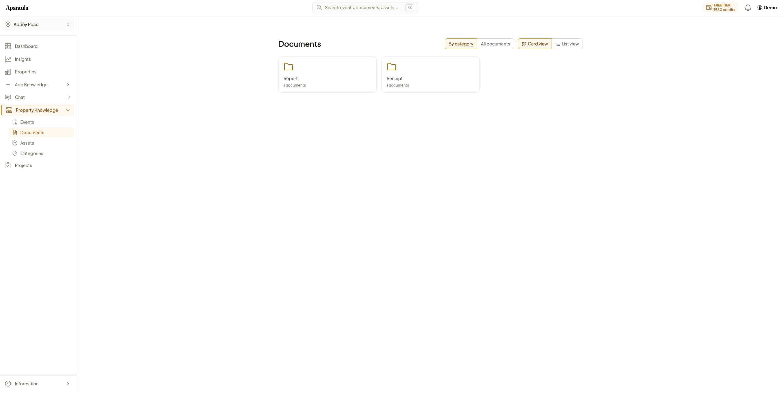 Document upload and processing view