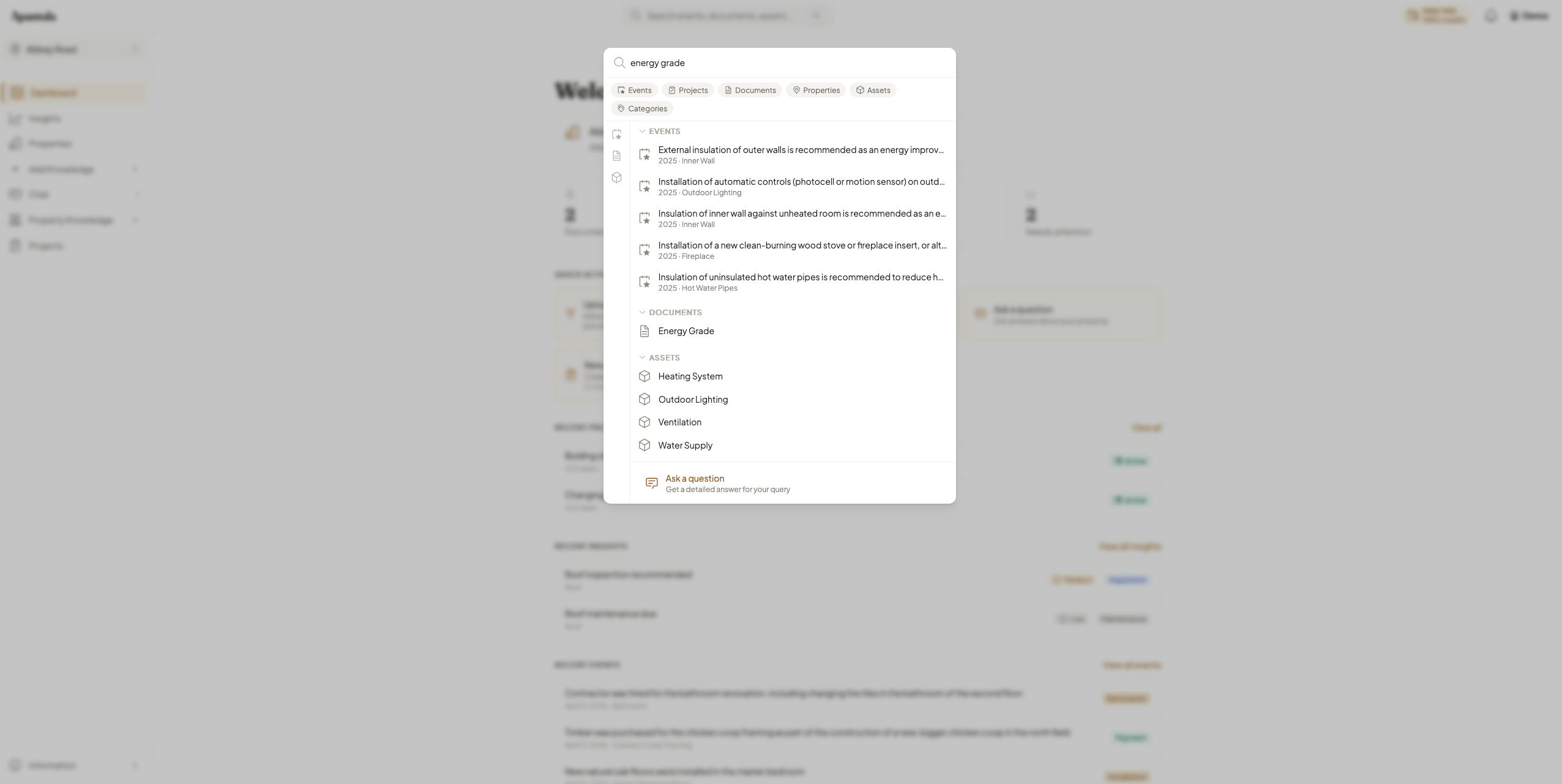 Search results view